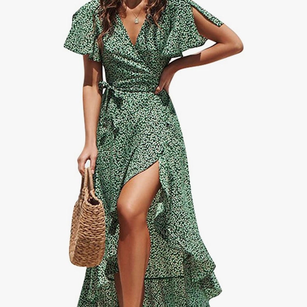 BerryGo Floral Ruffle Maxi Dress